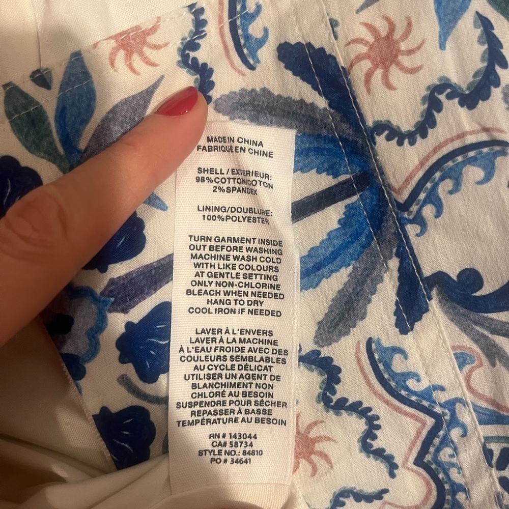 Avec Les Filles Blue and White Palm Midi Dress- size 4 - Picture 7 of 7